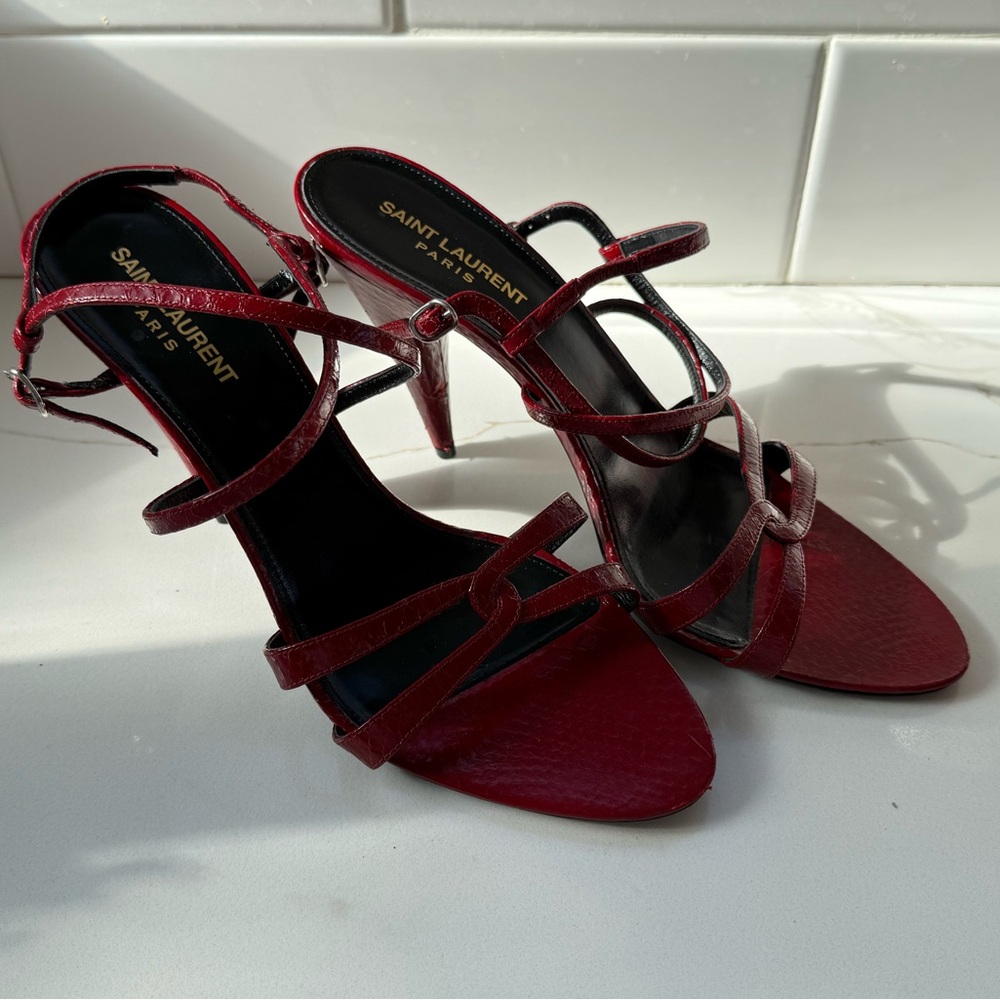 Saint Laurent Strappy Red Heels